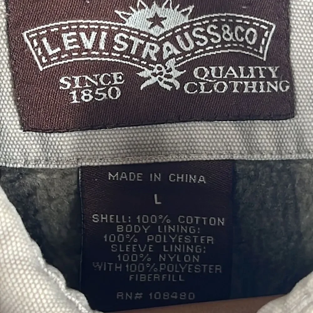 🔥🔥 Vintage Levi’s Blanket Lined Khaki Button Down Cotton Shirt - Sz L - EUC‎